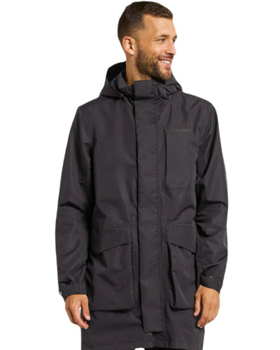 Black Coloured Didriksons Andreas Unisex Parka 2 On A White Background #colour_black