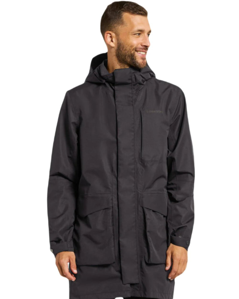 Black Coloured Didriksons Andreas Unisex Parka 2 On A White Background 