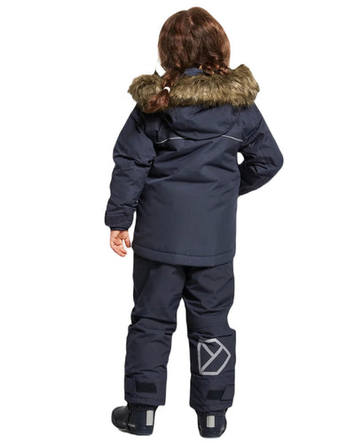 Navy Coloured Didriksons Bjornen Childrens Parka On A White Background #colour_navy