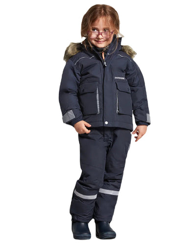 Navy Coloured Didriksons Bjornen Childrens Parka On A White Background #colour_navy