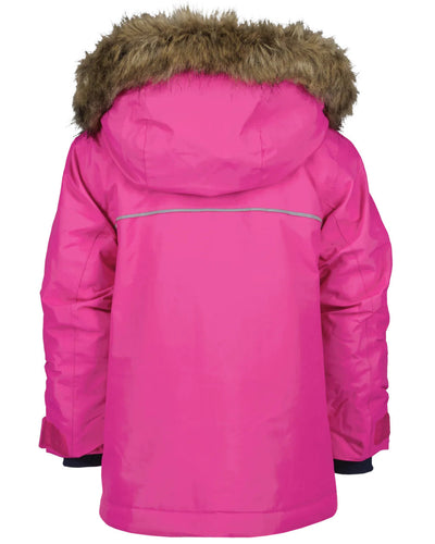 Plastic Pink Coloured Didriksons Bjornen Childrens Parka On A White Background #colour_plastic-pink