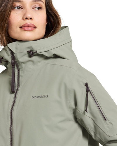 Wilted Leaf Coloured Didriksons Ella Womens Parka 2 On A White Background #colour_wilted-leaf