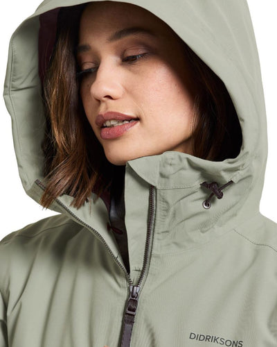 Wilted Leaf Coloured Didriksons Ella Womens Parka 2 On A White Background #colour_wilted-leaf