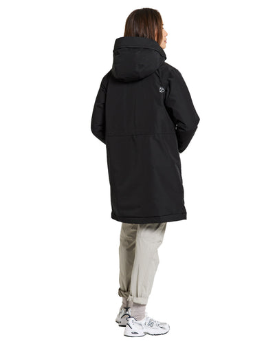 Black Coloured Didriksons Erika Ladies Padded Waterproof Parka 3 On A White Background #colour_black