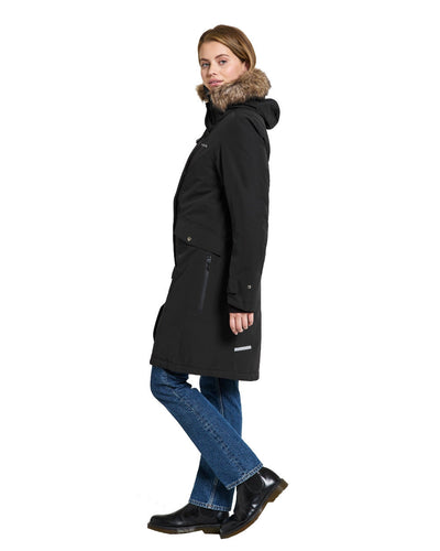 Dark Night Blue Coloured Didriksons Erika Ladies Padded Waterproof Parka 3 On A White Background #colour_dark-night-blue