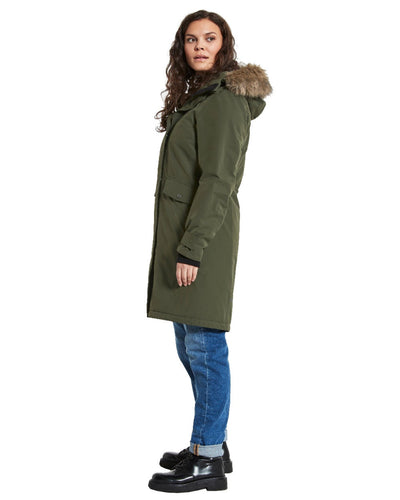 Deep Green Coloured Didriksons Erika Ladies Padded Waterproof Parka 3 On A White Background #colour_deep-green