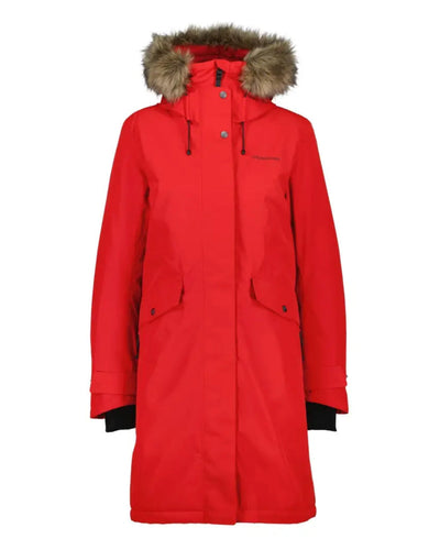 Pomme Red Coloured Didriksons Erika Ladies Padded Waterproof Parka 3 On A White Background #colour_pomme-red