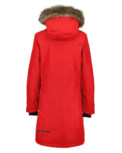 Pomme Red Coloured Didriksons Erika Ladies Padded Waterproof Parka 3 On A White Background #colour_pomme-red