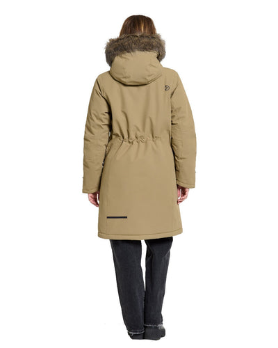 Wood Coloured Didriksons Erika Ladies Padded Waterproof Parka 3 On A White Background #colour_wood