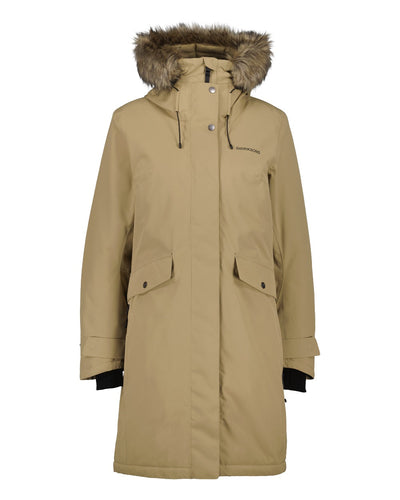 Wood Coloured Didriksons Erika Ladies Padded Waterproof Parka 3 On A White Background #colour_wood