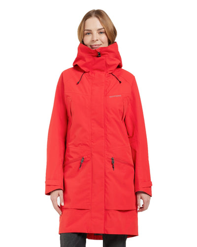 Pomme Red coloured Didriksons Womens Parka on white background #colour_pomme-red