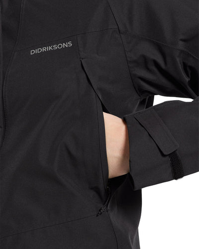 Black coloured Didriksons Womens Parka on White background #colour_black