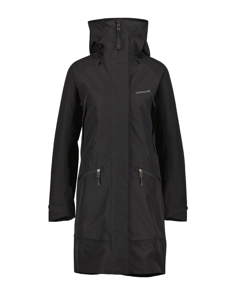 Black coloured Didriksons Womens Parka on White background 