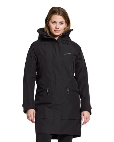 Black coloured Didriksons Womens Parka on White background #colour_black