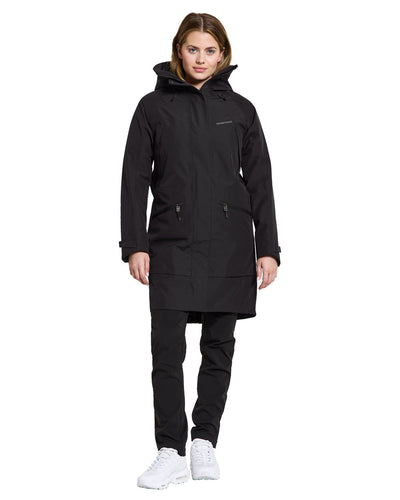 Black coloured Didriksons Womens Parka on White background #colour_black