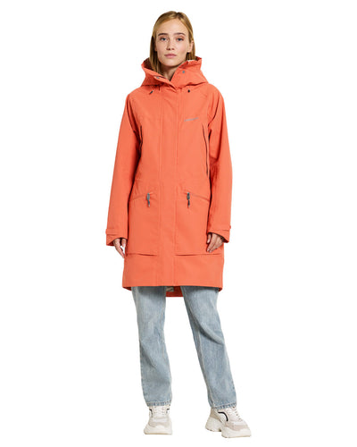 Brique Red coloured Didriksons Womens Parka on White background #colour_brique-red