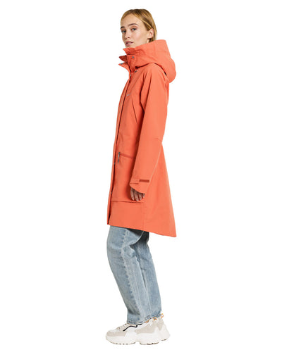 Brique Red coloured Didriksons Womens Parka on White background #colour_brique-red