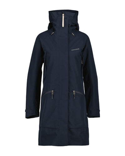 Dark Night Blue coloured Didriksons Womens Parka on White background #colour_dark-night-blue