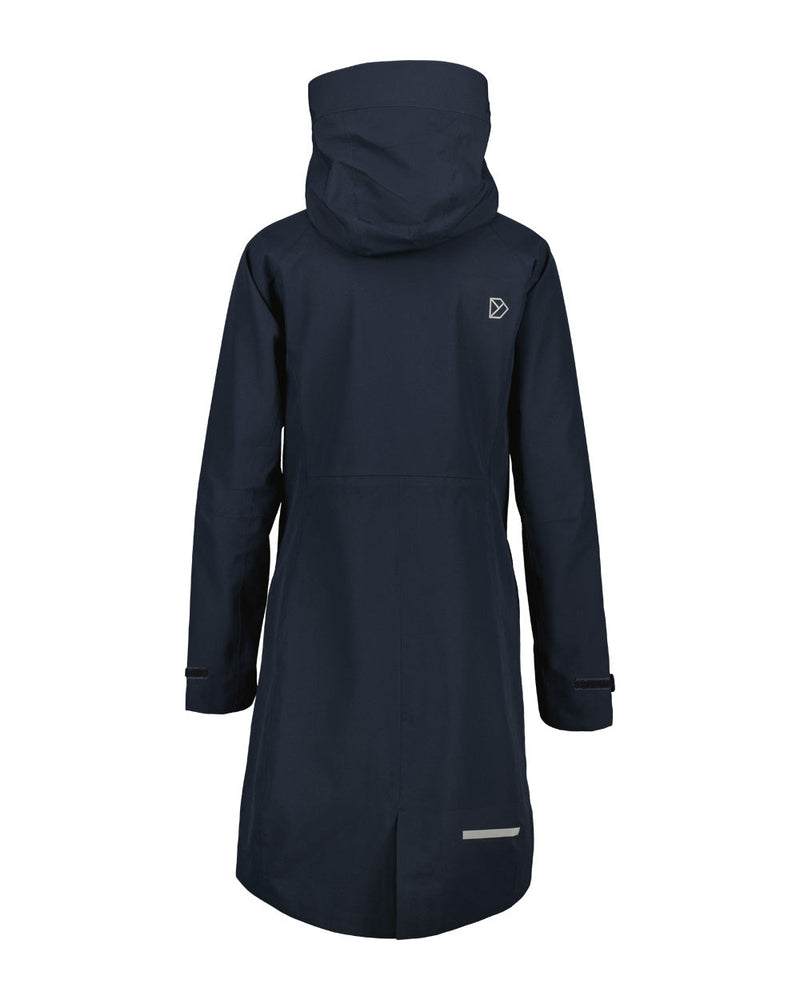 Dark Night Blue coloured Didriksons Womens Parka on White background 