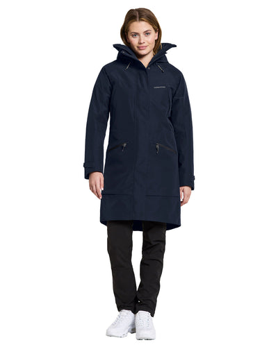 Dark Night Blue coloured Didriksons Womens Parka on White background #colour_dark-night-blue