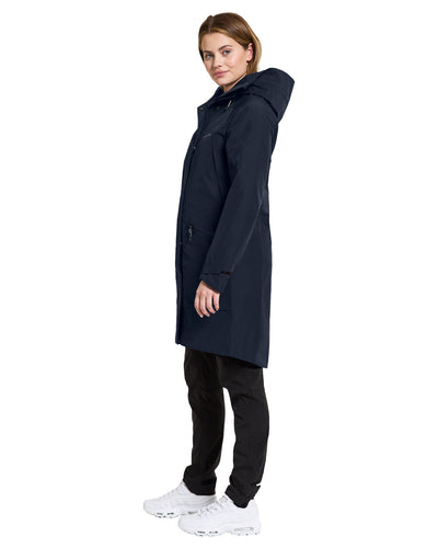 Dark Night Blue coloured Didriksons Womens Parka on White background #colour_dark-night-blue