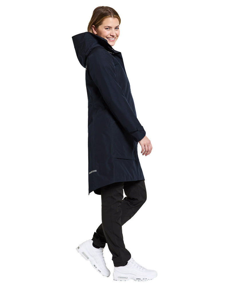 Dark Night Blue coloured Didriksons Womens Parka on White background 