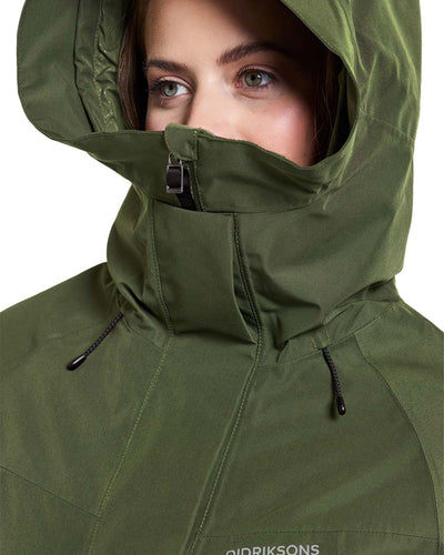 Deep Green coloured Didriksons Womens Parka on White background #colour_deep-green