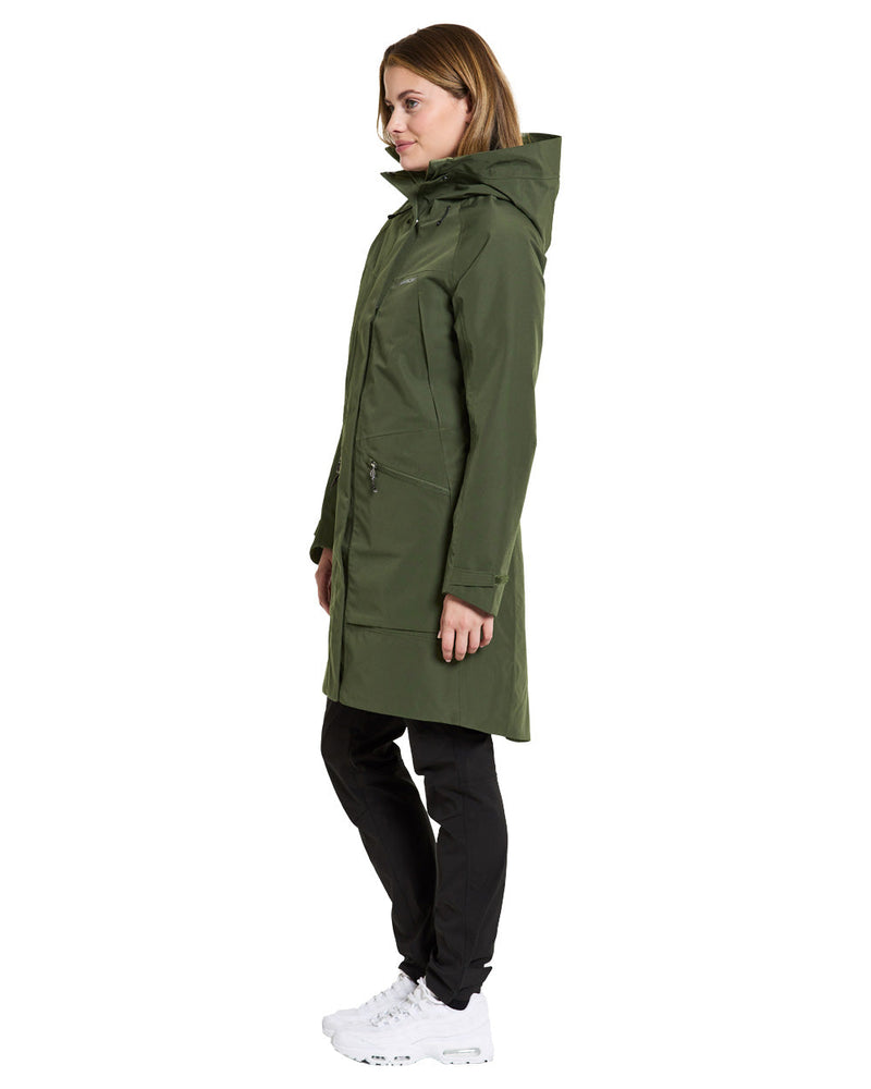 Deep Green coloured Didriksons Womens Parka on White background 