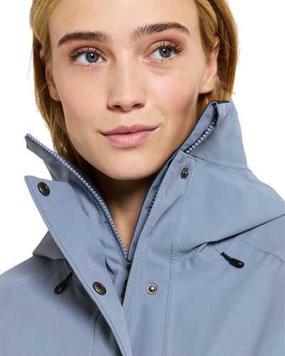 Glacial Blue coloured Didriksons Womens Parka on White background #colour_glacial-blue