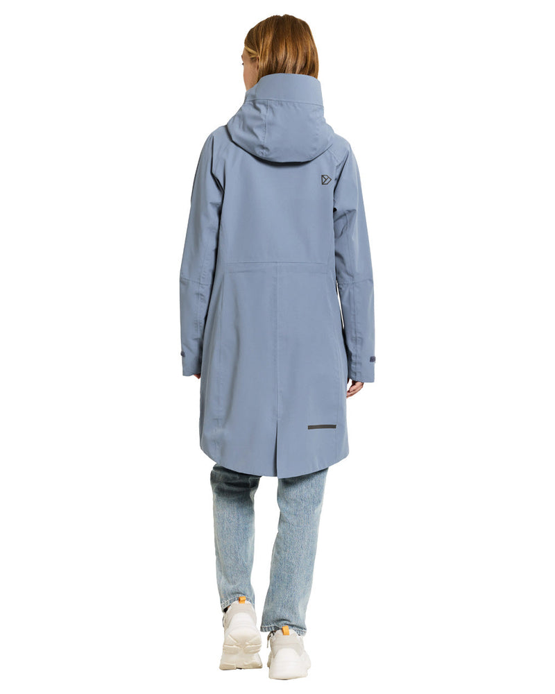 Glacial Blue coloured Didriksons Womens Parka on White background 