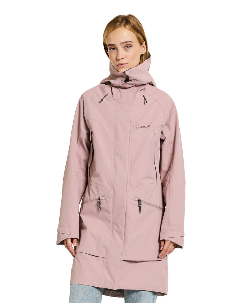 Oyster Lilac coloured Didriksons Womens Parka on White background 