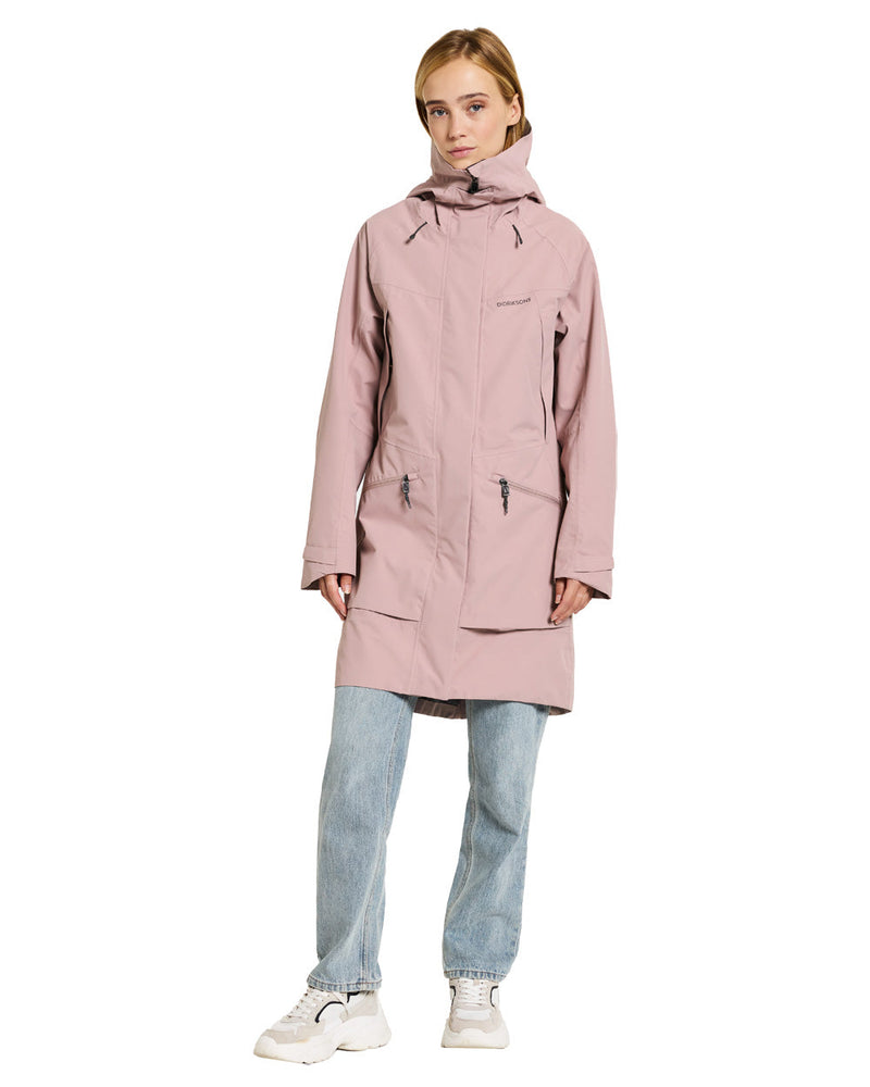 Oyster Lilac coloured Didriksons Womens Parka on White background 