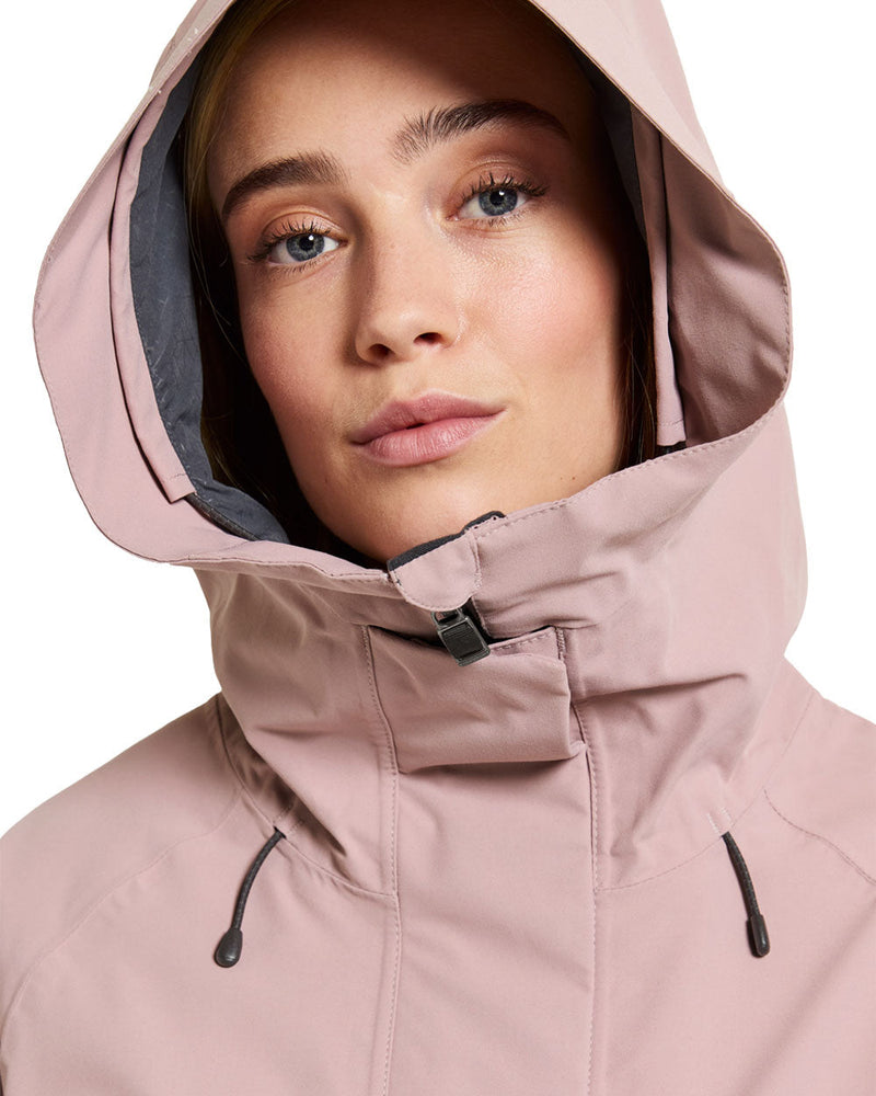 Oyster Lilac coloured Didriksons Womens Parka on White background 