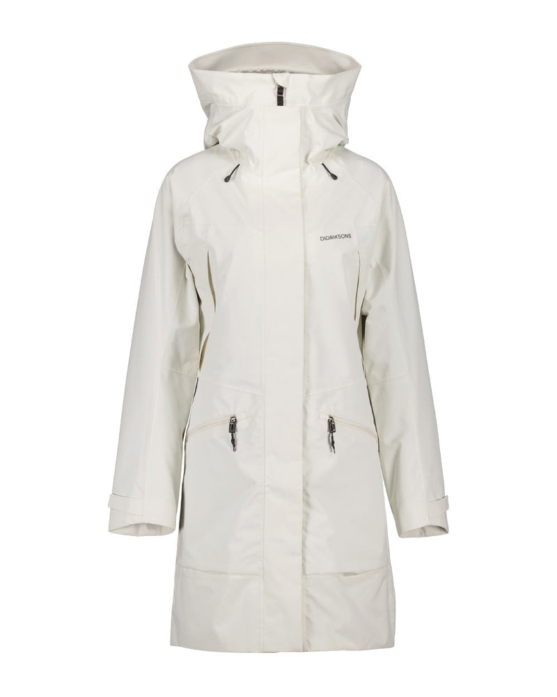 White Foam coloured Didriksons Womens Parka on White background 