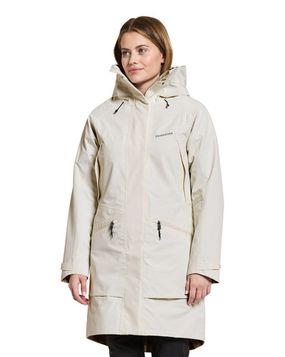 White Foam coloured Didriksons Womens Parka on White background #colour_white-foam