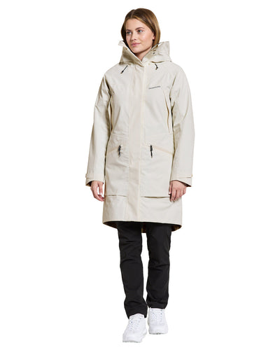 White Foam coloured Didriksons Womens Parka on White background #colour_white-foam