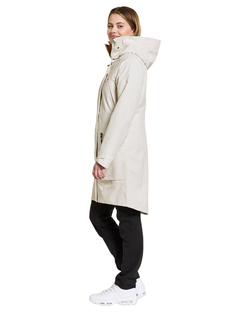 White Foam coloured Didriksons Womens Parka on White background 