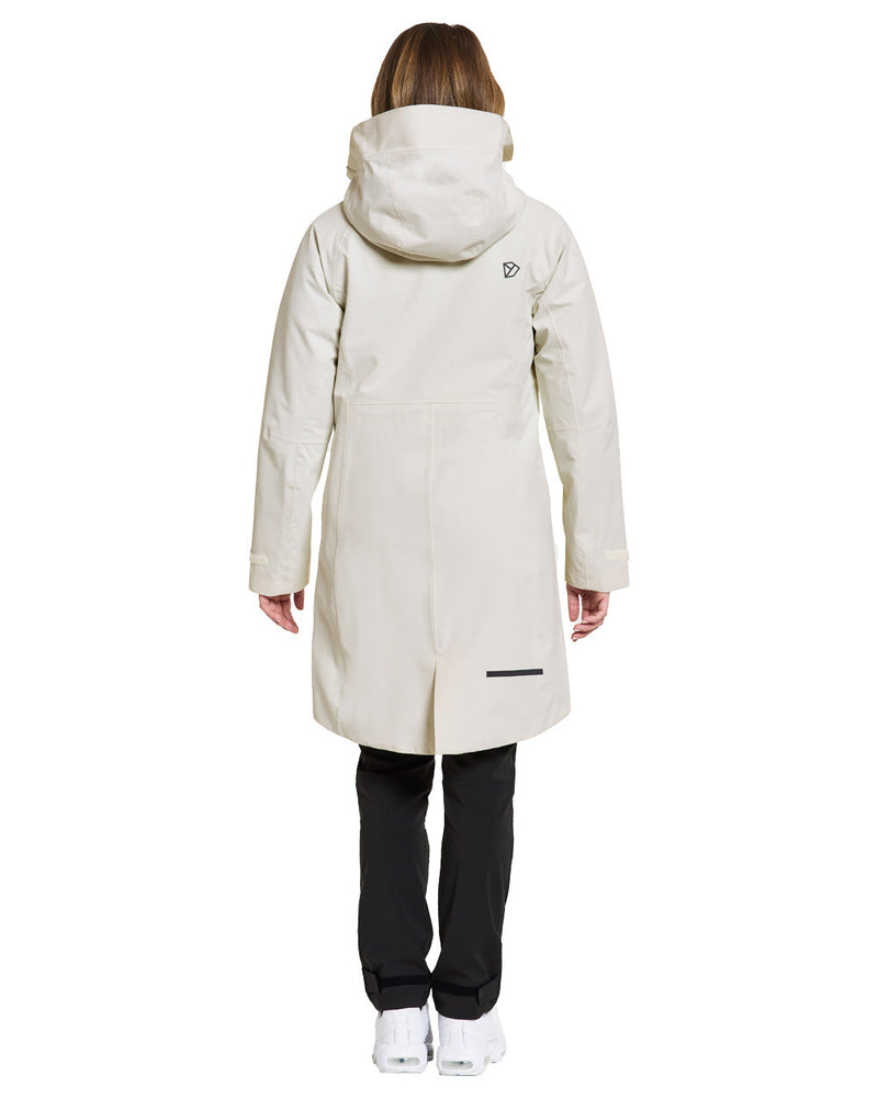 White Foam coloured Didriksons Womens Parka on White background 