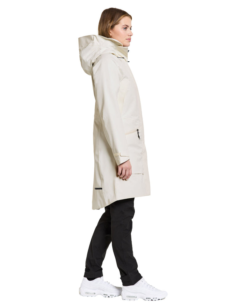 White Foam coloured Didriksons Womens Parka on White background 