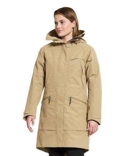 Wood coloured Didriksons Womens Parka on White background #colour_wood