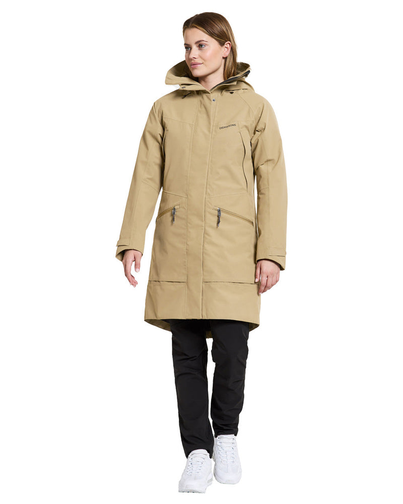 Wood coloured Didriksons Womens Parka on White background 