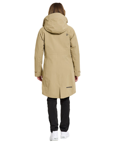 Wood coloured Didriksons Womens Parka on White background #colour_wood