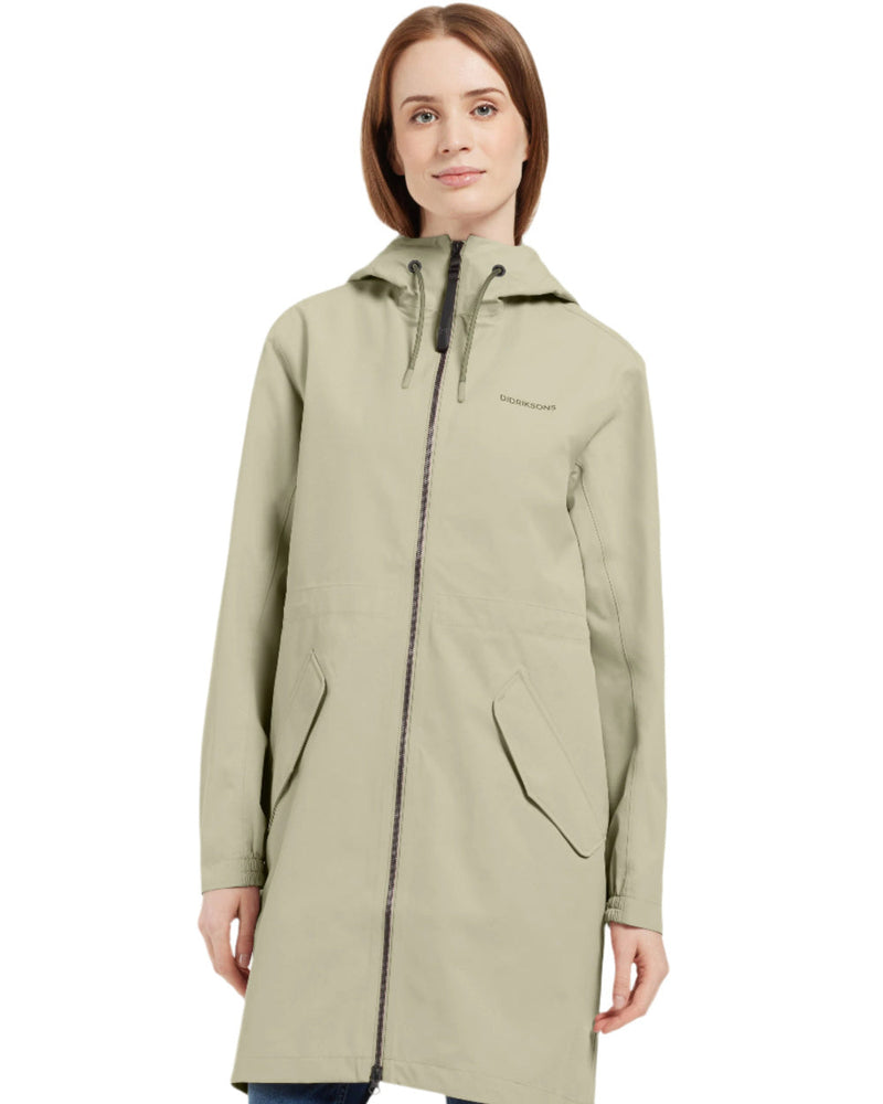 Mistel Green Coloured Didriksons Marta Womens Parka 3 On A White Background 