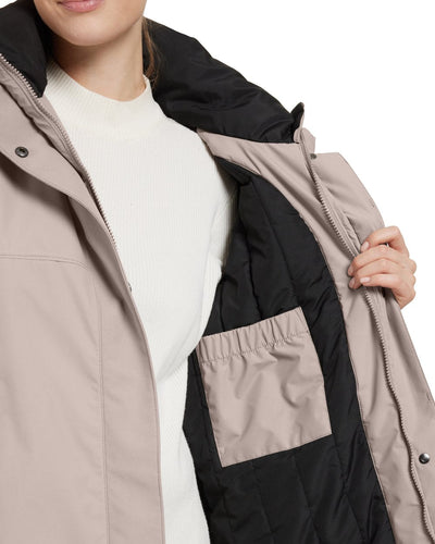 Ash Brown Coloured Didriksons Womens Elissa Parka On A White Background #colour_ash-brown