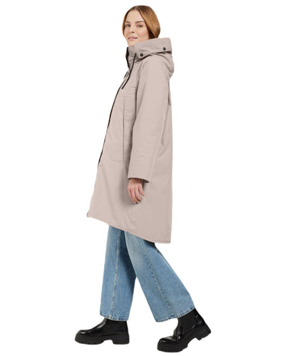 Ash Brown Coloured Didriksons Womens Elissa Parka On A White Background #colour_ash-brown