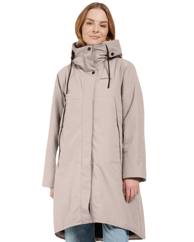 Ash Brown Coloured Didriksons Womens Elissa Parka On A White Background #colour_ash-brown