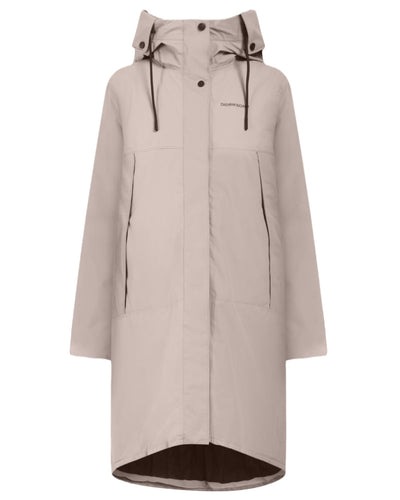 Ash Brown Coloured Didriksons Womens Elissa Parka On A White Background #colour_ash-brown