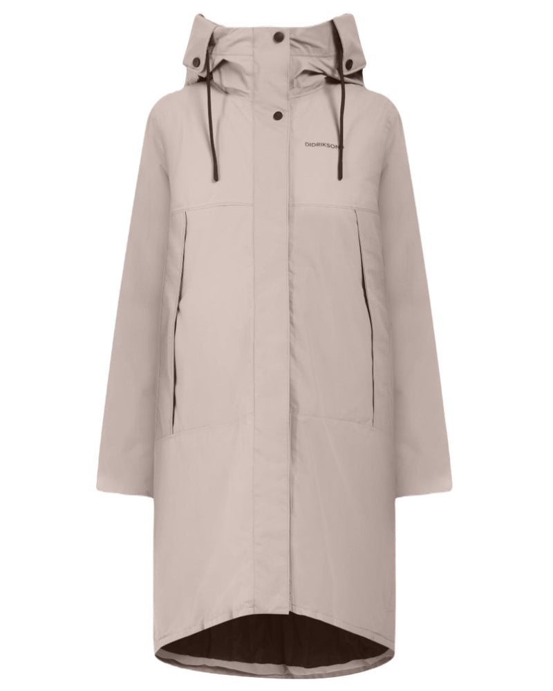 Ash Brown Coloured Didriksons Womens Elissa Parka On A White Background 