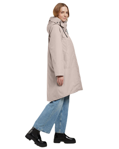 Ash Brown Coloured Didriksons Womens Elissa Parka On A White Background #colour_ash-brown