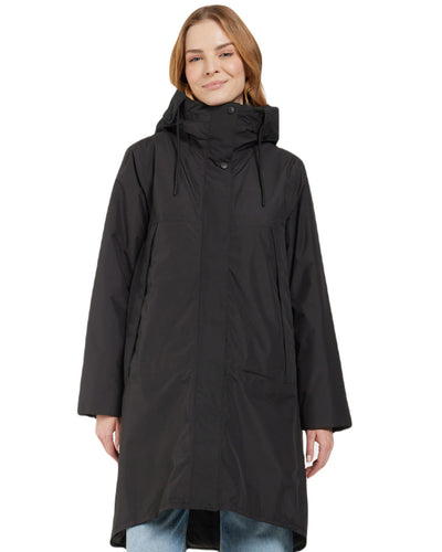 Black Coloured Didriksons Womens Elissa Parka On A White Background #colour_black